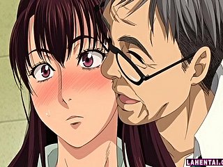 Wielkie titted hentai przejażdżki brunetki