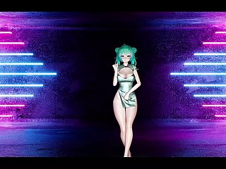 Sexy Miku In Hot Chinese Dress Winking + Gradual Undressing (3D HENTAI)