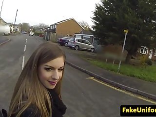 UK slattern sucks policemans blarney in police railway carriage